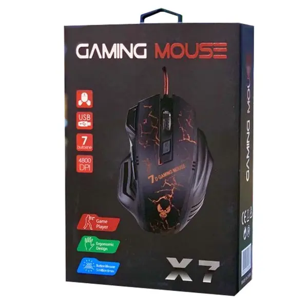 X7 7D Gaming Mouse USB Wired 4800 DPI RGB Lighting