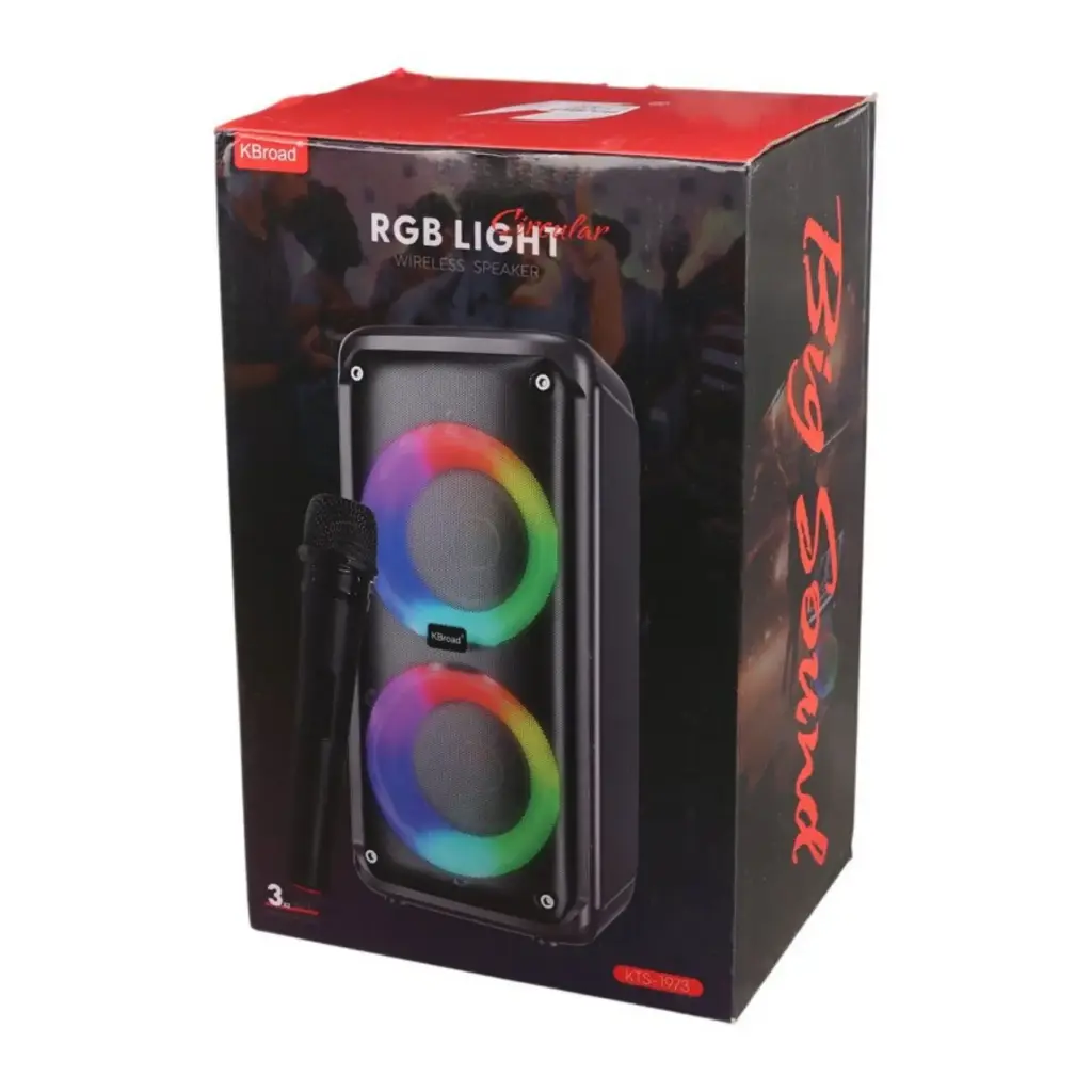 KBroad KTS-1973 3″ x 2 Portable Wireless Bluetooth Speaker with Wireless Mic