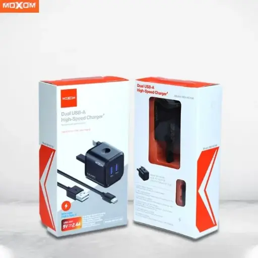 Moxom MX-HC166 Dual USB-A Fast Charger with type-c Cable 